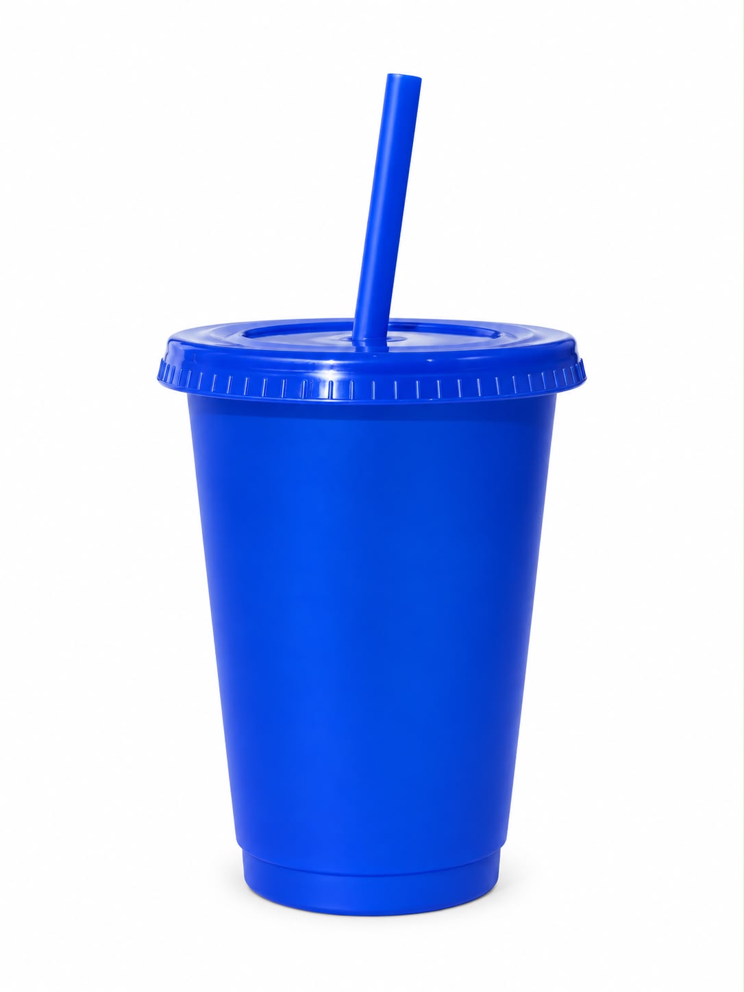 Vaso reutilizable azul con sorbete