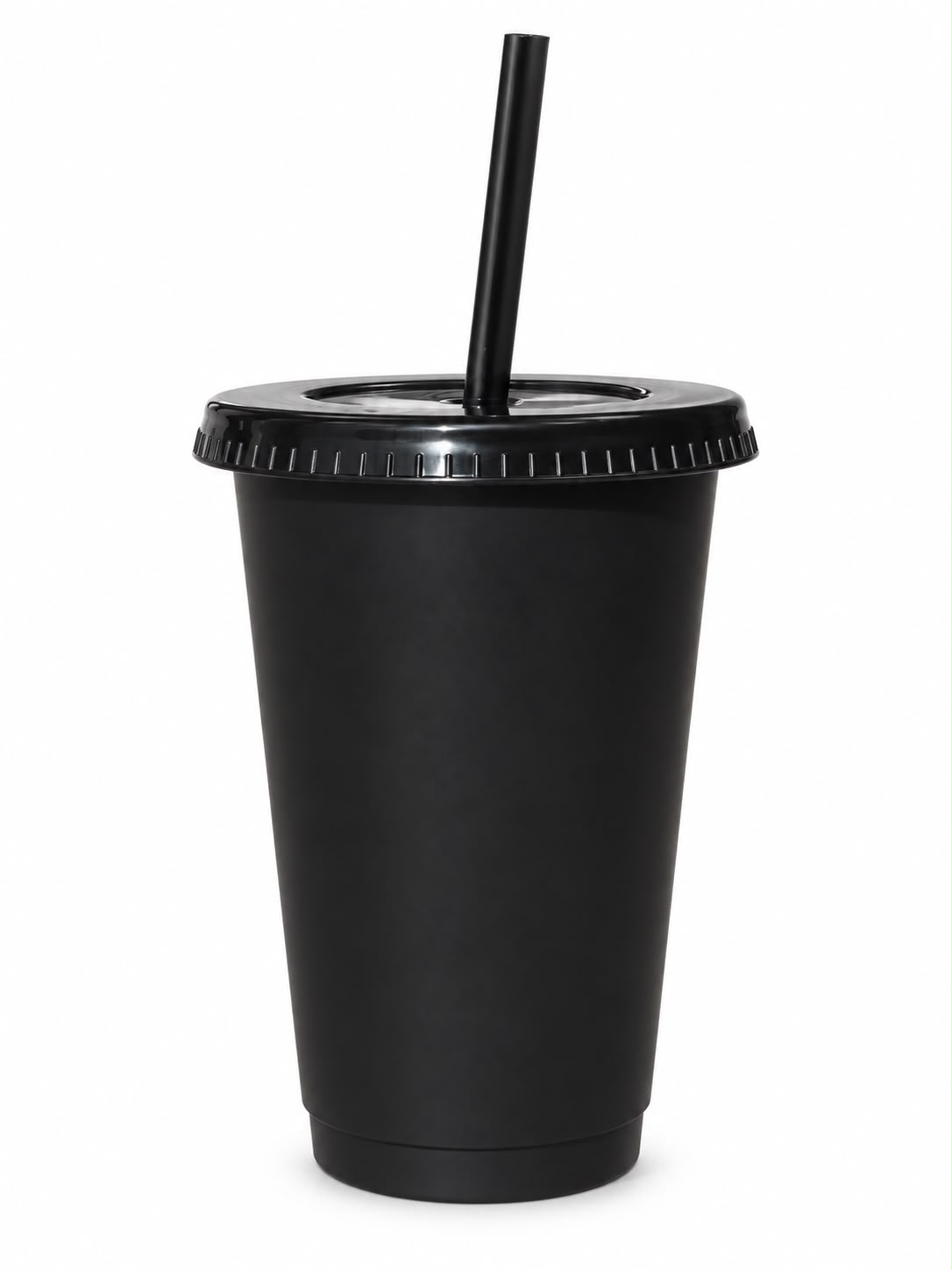 Vaso reutilizable negro con sorbete