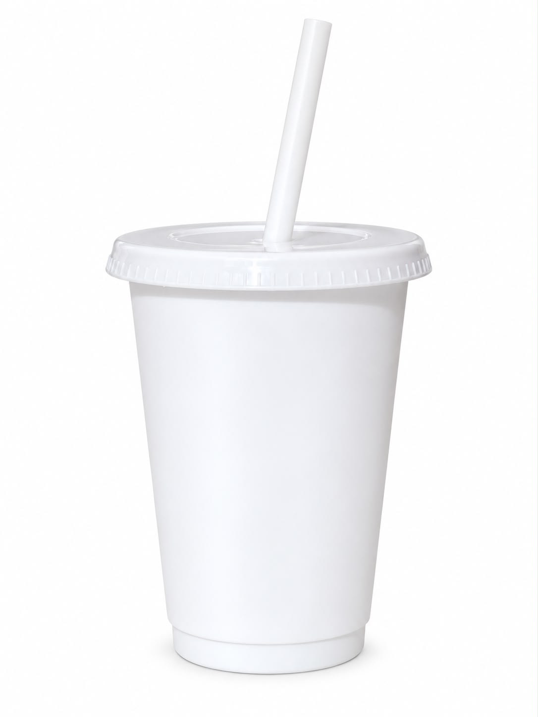 Vaso reutilizable blanco con tapa y sorbete